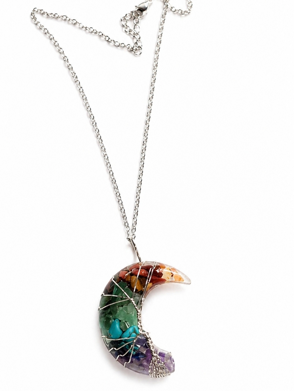 Crescent Moon Chakra Pendant Necklace